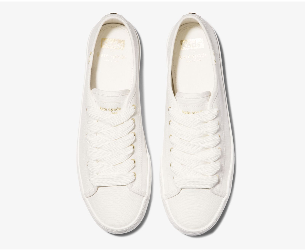 Zapatillas Keds Mujer Blancas - Kate Spade New York Kickstart Logo Foxing - 679-BIOFMQ